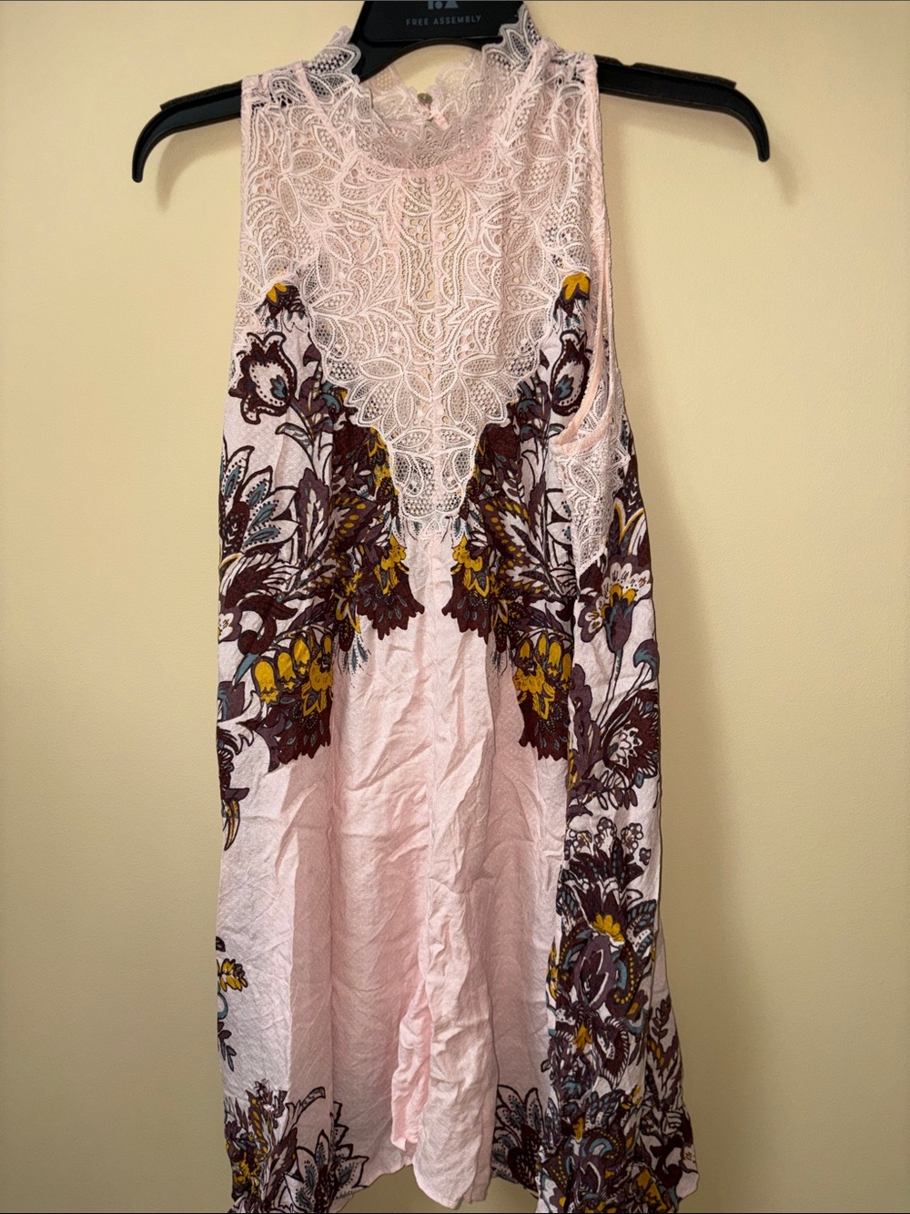 Free People Floral Lace Yoke Tunic in Mauve, Mustard & Brown